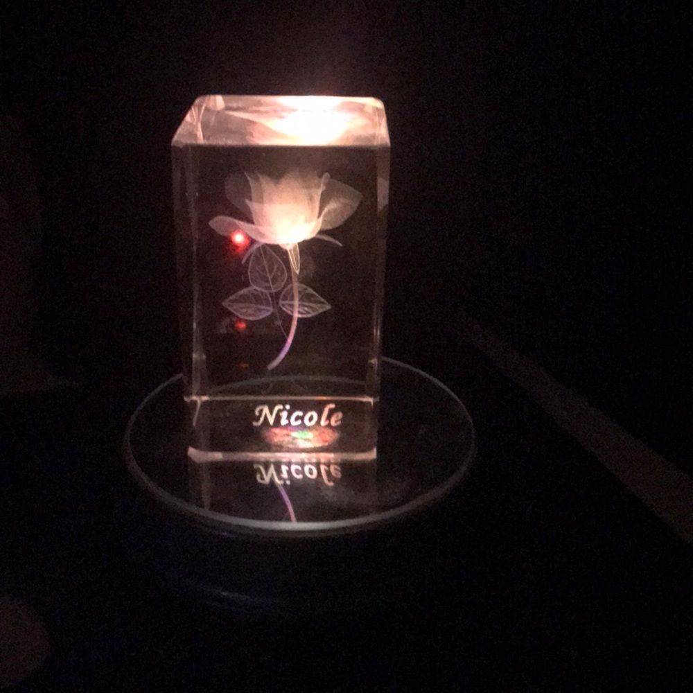 glass glowing rose